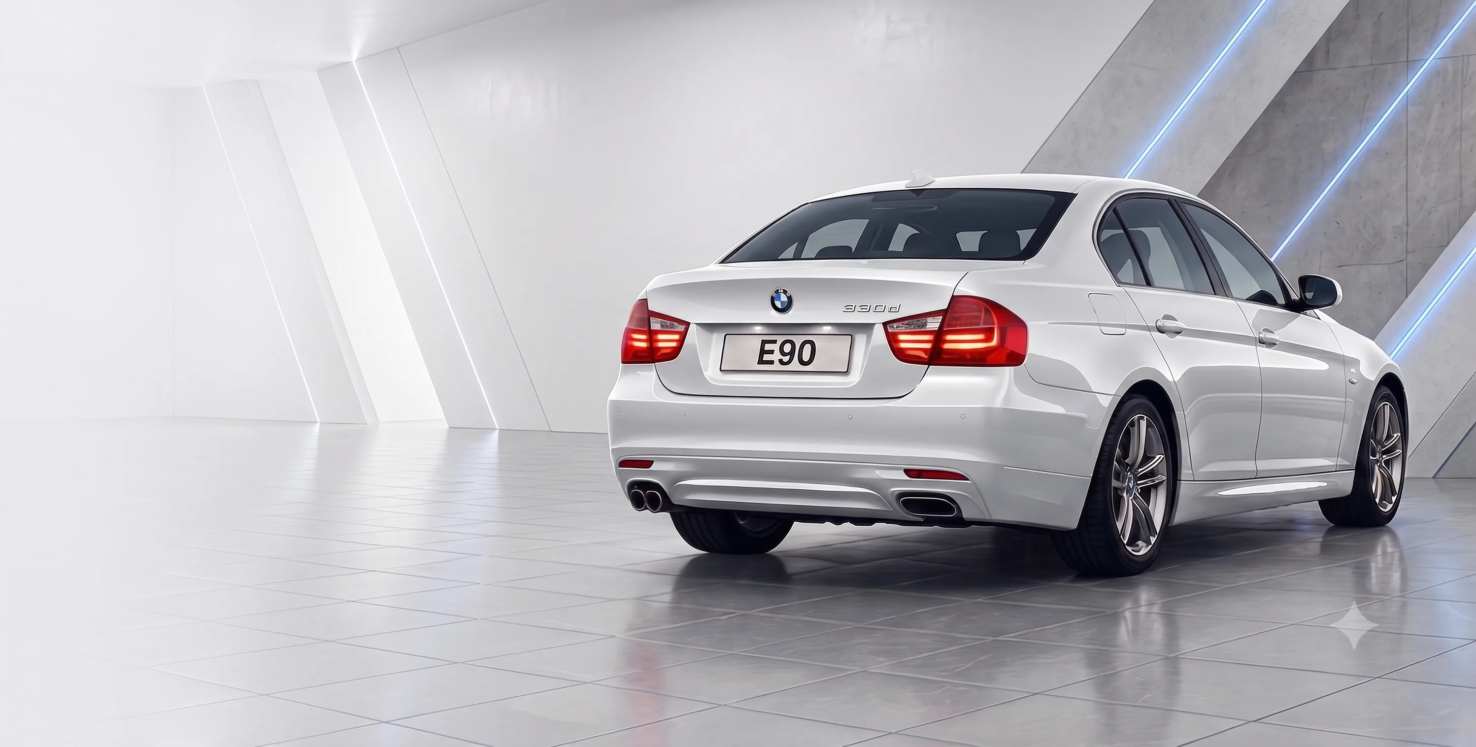 BMW 3 Series E90 rear three-quarter view