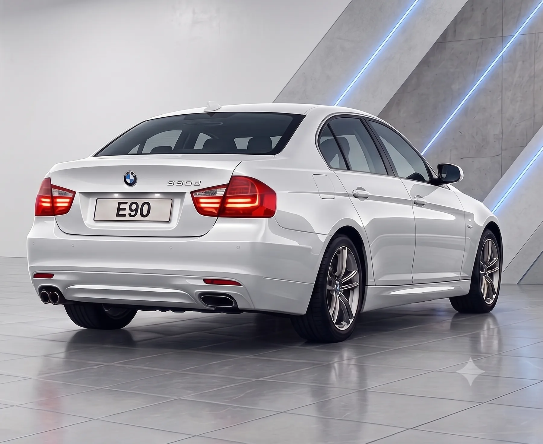 BMW 3 Series E90 rear three-quarter view
